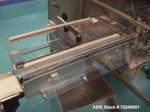 Used Neri Type BL400VTEXL Labeller. Size range 20mm to 180mm wide x 15mm to 120mm high x 70mm to 200mm long. Maximum rate of 400 packs per minute. Label speed maximum 50m per minute. 400mm maximum re...