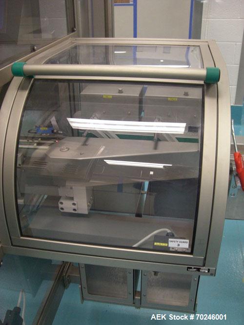 Used Neri Type BL400VTEXL Labeller. Size range 20mm to 180mm wide x 15mm to 120mm high x 70mm to 200mm long. Maximum rate of 400 packs per minute. Label speed maximum 50m per minute. 400mm maximum re...