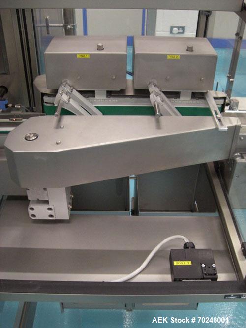 Used Neri Type BL400VTEXL Labeller. Size range 20mm to 180mm wide x 15mm to 120mm high x 70mm to 200mm long. Maximum rate of 400 packs per minute. Label speed maximum 50m per minute. 400mm maximum re...