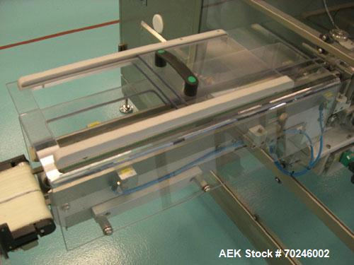 Used Neri Type BL400VTEXL Labeller. Size range 20mm to 180mm wide x 15mm to 120mm high x 70mm to 200mm long. Maximum rate of 400 packs per minute. Label speed maximum 50m per minute. 400mm maximum re...