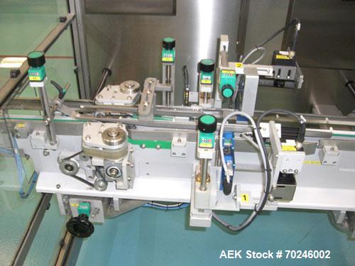 Used Neri Type BL400VTEXL Labeller. Size range 20mm to 180mm wide x 15mm to 120mm high x 70mm to 200mm long. Maximum rate of 400 packs per minute. Label speed maximum 50m per minute. 400mm maximum re...