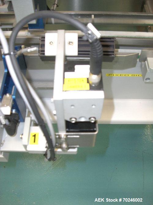 Used Neri Type BL400VTEXL Labeller. Size range 20mm to 180mm wide x 15mm to 120mm high x 70mm to 200mm long. Maximum rate of 400 packs per minute. Label speed maximum 50m per minute. 400mm maximum re...