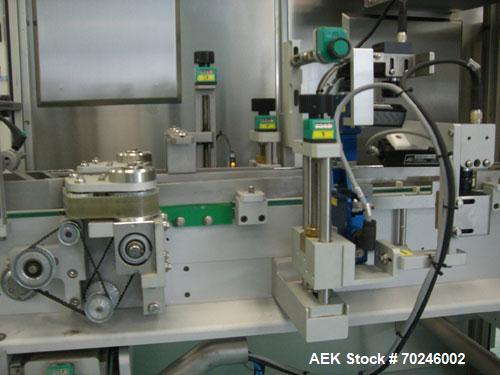 Used Neri Type BL400VTEXL Labeller. Size range 20mm to 180mm wide x 15mm to 120mm high x 70mm to 200mm long. Maximum rate of 400 packs per minute. Label speed maximum 50m per minute. 400mm maximum re...