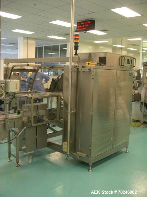 Used Neri Type BL400VTEXL Labeller. Size range 20mm to 180mm wide x 15mm to 120mm high x 70mm to 200mm long. Maximum rate of 400 packs per minute. Label speed maximum 50m per minute. 400mm maximum re...