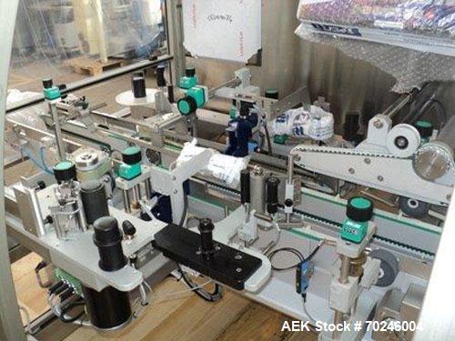 Unused- Neri Type BL400VTEXL Labeller. Size range 20mm to 180mm wide x 15mm to 120mm high x 70mm to 200mm long. Maximum rate of 400 packs per minute. Label speed maximum 50m per minute. 400mm maximum...