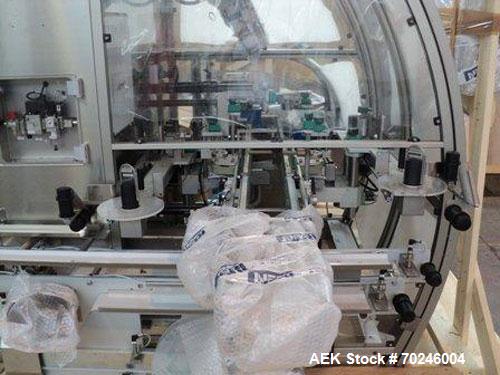 Unused- Neri Type BL400VTEXL Labeller. Size range 20mm to 180mm wide x 15mm to 120mm high x 70mm to 200mm long. Maximum rate of 400 packs per minute. Label speed maximum 50m per minute. 400mm maximum...