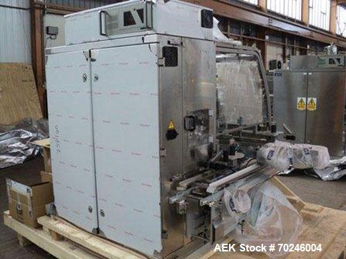 Unused- Neri Type BL400VTEXL Labeller. Size range 20mm to 180mm wide x 15mm to 120mm high x 70mm to 200mm long. Maximum rate of 400 packs per minute. Label speed maximum 50m per minute. 400mm maximum...
