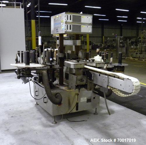 Used New Jersey Machine Automatic Pressure Sensitive Front & Back Labeler, Model 334 LRWCB-143. Capable of speeds up to 300 cpm. Approximate container capacities: round, oval, square and rectangular ...