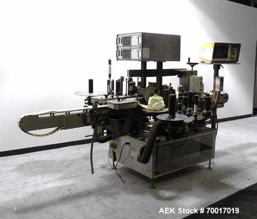 Used New Jersey Machine Automatic Pressure Sensitive Front & Back Labeler, Model 334 LRWCB-143. Capable of speeds up to 300 cpm. Approximate container capacities: round, oval, square and rectangular ...