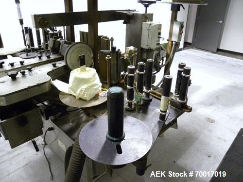Used New Jersey Machine Automatic Pressure Sensitive Front & Back Labeler, Model 334 LRWCB-143. Capable of speeds up to 300 cpm. Approximate container capacities: round, oval, square and rectangular ...