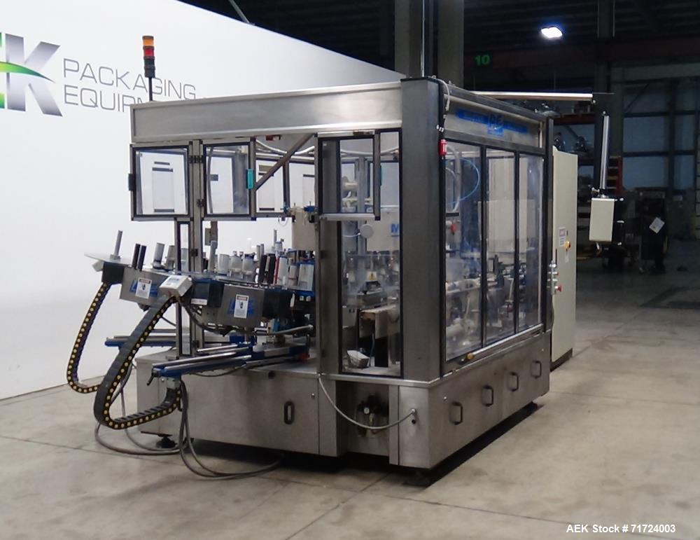 Used P.E. Labeler Non-Stop Front and Back Rotary Pressure Sensitive Labeler