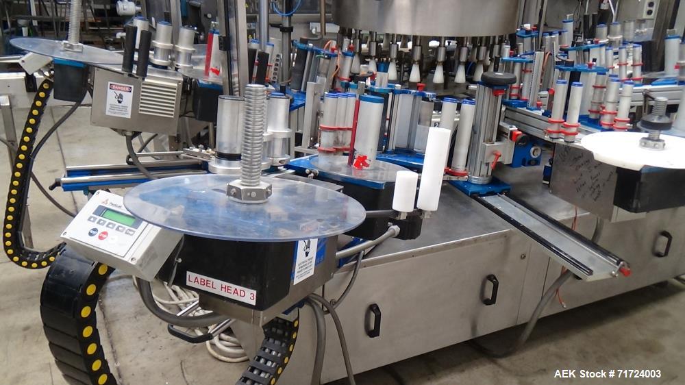 Used P.E. Labeler Non-Stop Front and Back Rotary Pressure Sensitive Labeler
