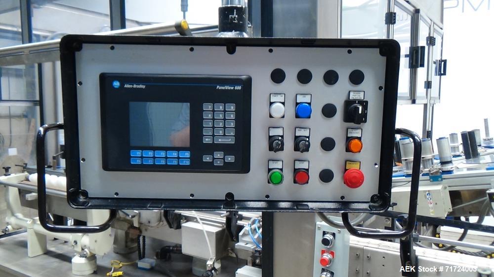Used P.E. Labeler Non-Stop Front and Back Rotary Pressure Sensitive Labeler