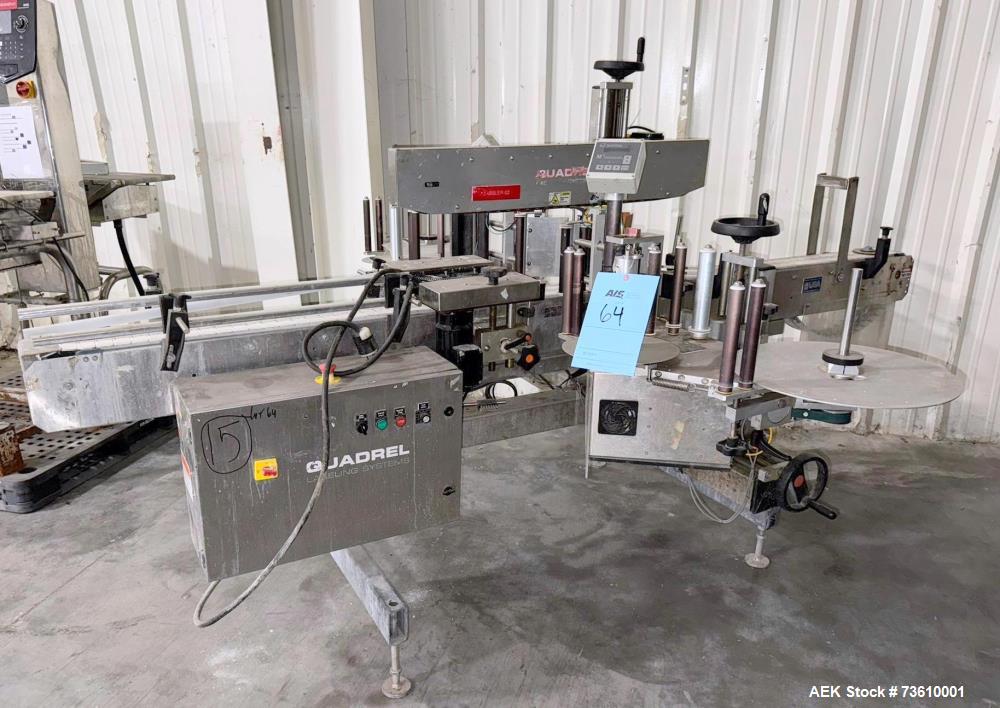 Used Quadrel Econoline Stepper Front & Back Automatic Labeling System – 150 CPM