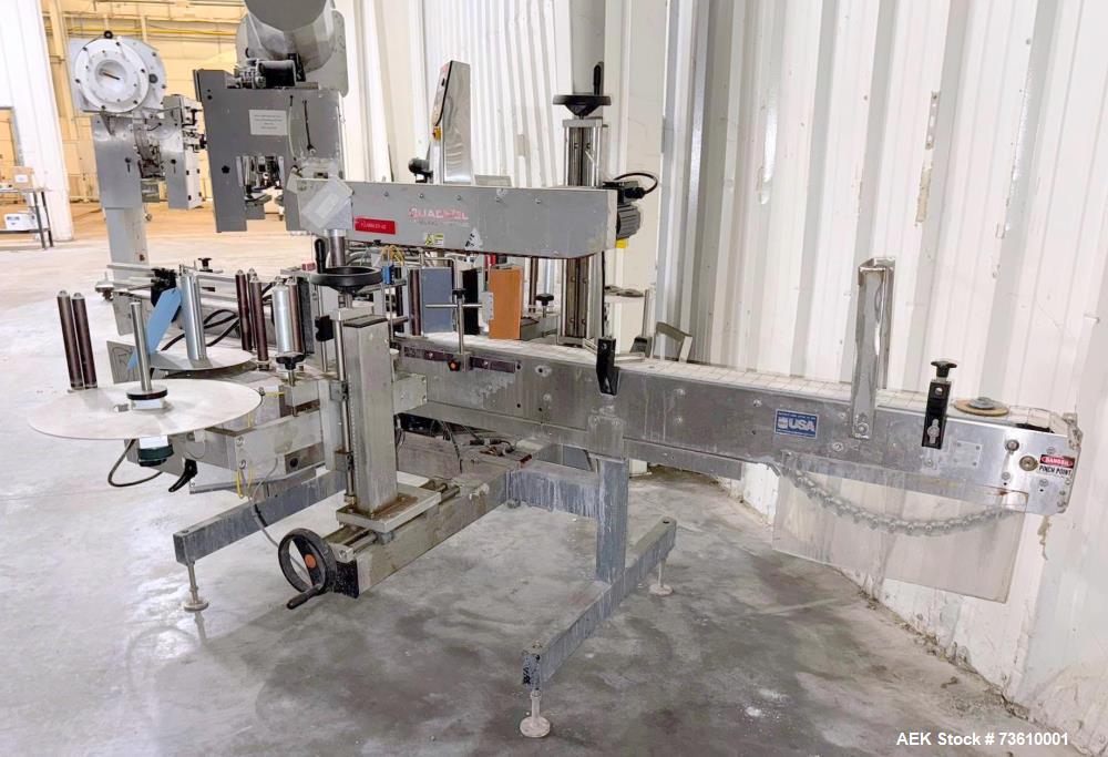 Used Quadrel Econoline Stepper Front & Back Automatic Labeling System – 150 CPM