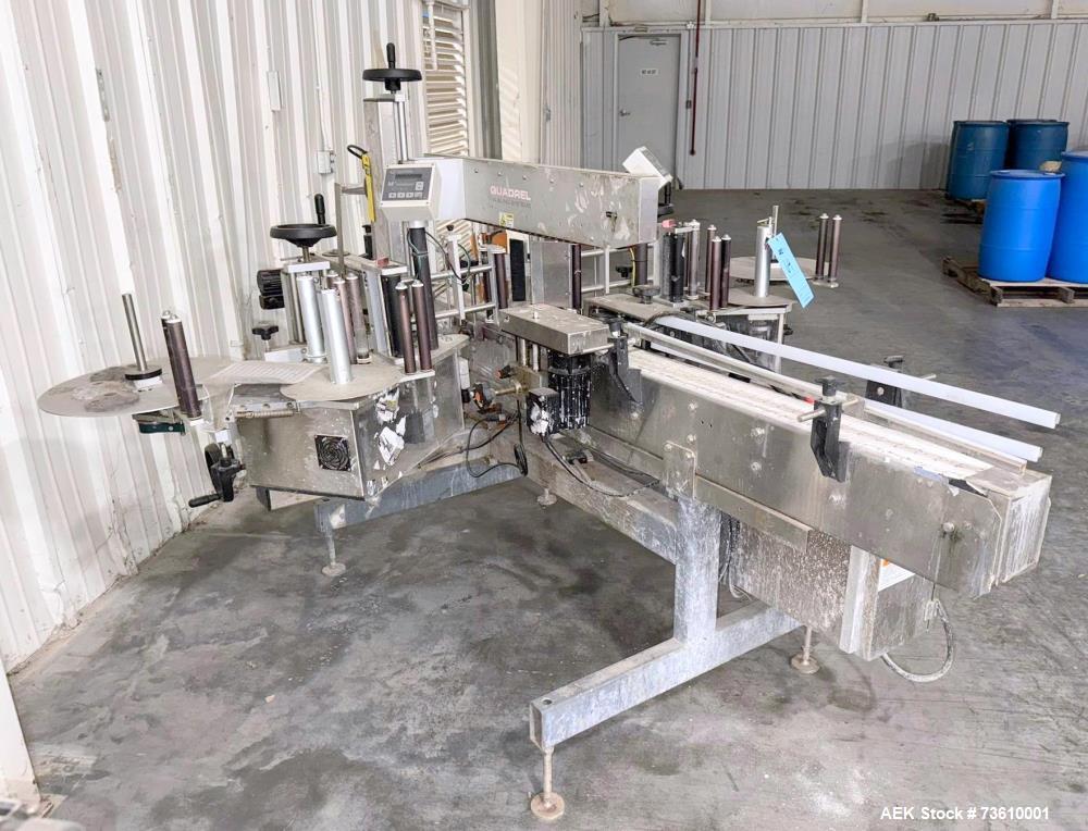 Used Quadrel Econoline Stepper Front & Back Automatic Labeling System – 150 CPM