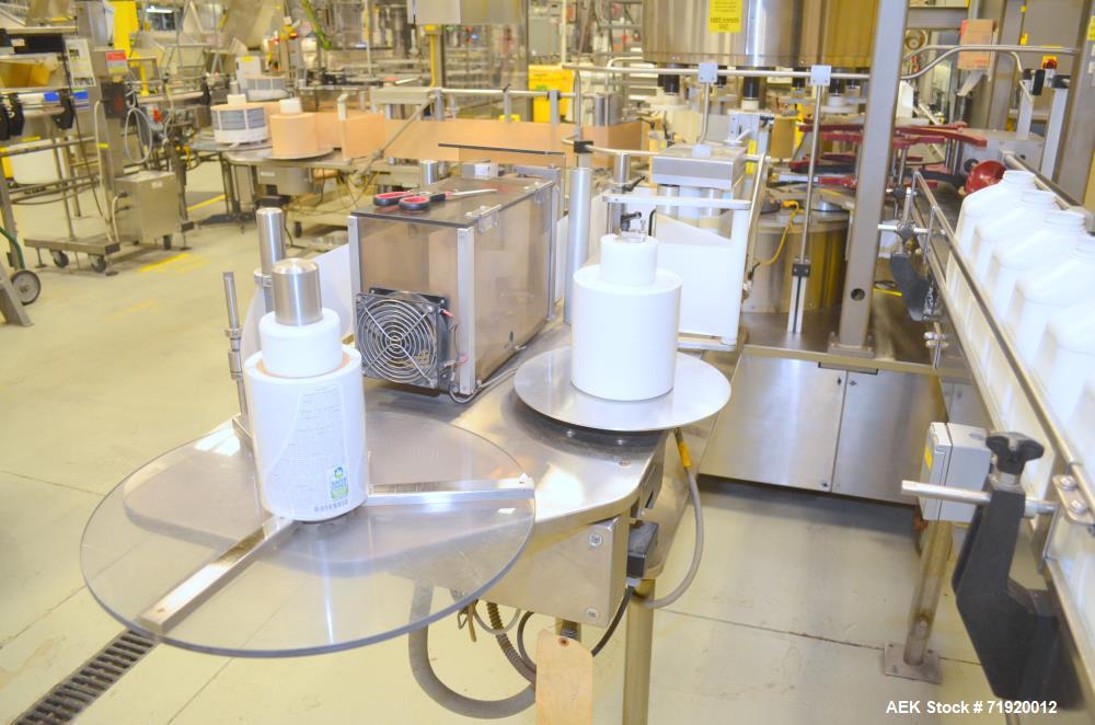 Used Sancoa Weiler 3-Head, 7-Station Pressure Sensitive Rotary Labeler