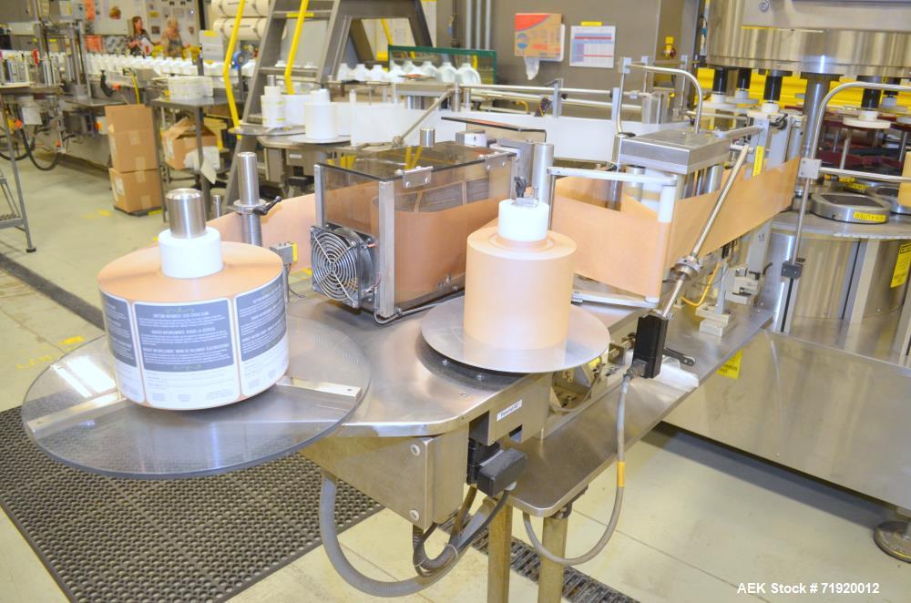 Used Sancoa Weiler 3-Head, 7-Station Pressure Sensitive Rotary Labeler