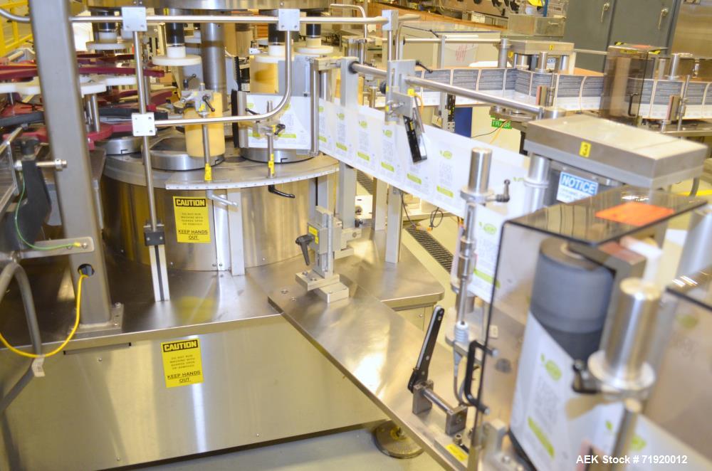 Used Sancoa Weiler 3-Head, 7-Station Pressure Sensitive Rotary Labeler