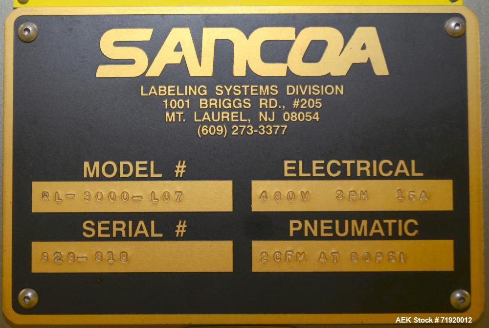Used Sancoa Weiler 3-Head, 7-Station Pressure Sensitive Rotary Labeler