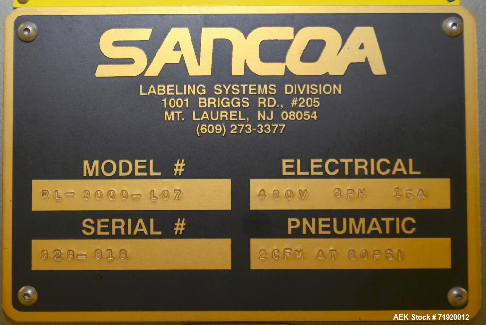 Used- Sancoa Weiler 3-Head, 7-Station Pressure Sensitive Rotary Labeler