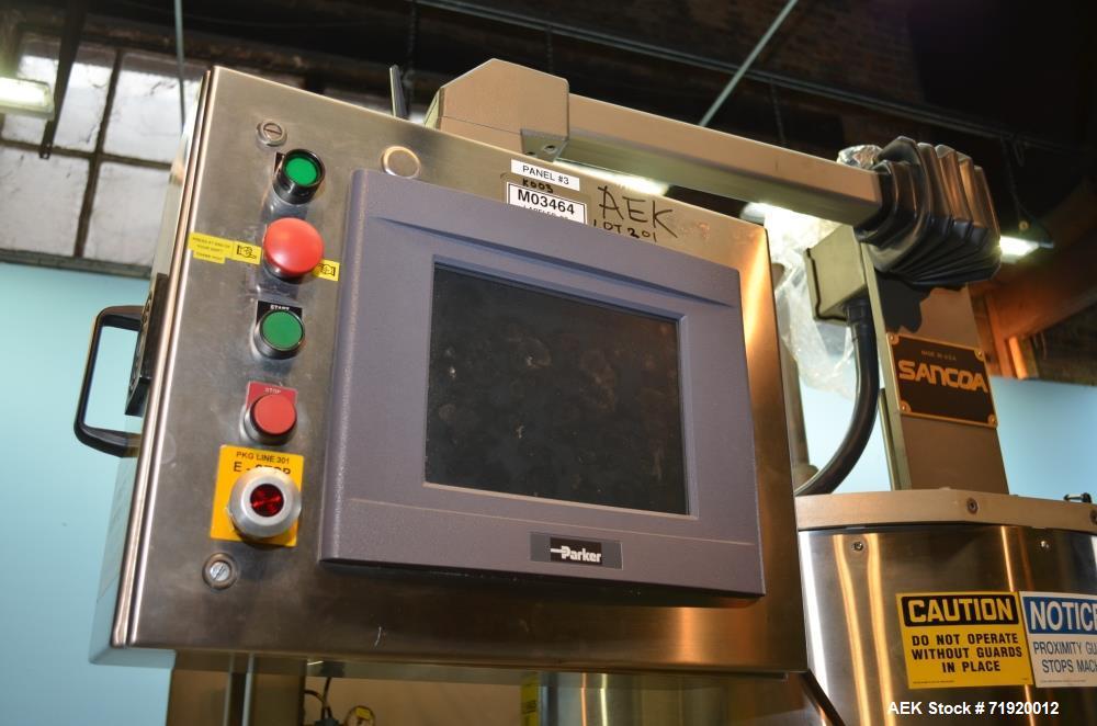 Used Sancoa Weiler 3-Head, 7-Station Pressure Sensitive Rotary Labeler