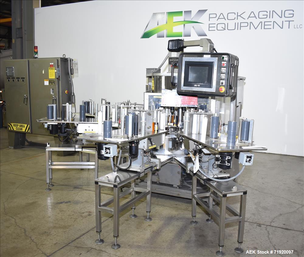 Used Sancoa (Weiler) automatic pressure sensitive rotary labeler, Model RL-4000