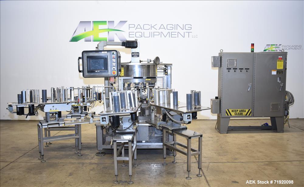 Used Sancoa (Weiler) automatic pressure sensitive rotary labeler, Model RL-4000