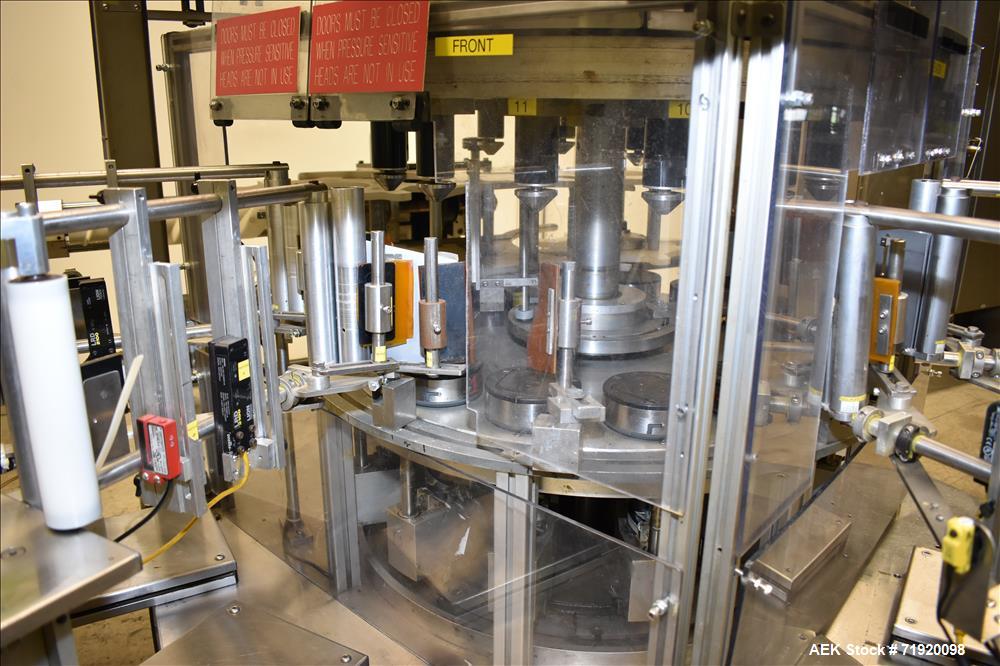 Used Sancoa (Weiler) automatic pressure sensitive rotary labeler, Model RL-4000