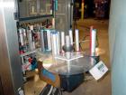 Used PE Master M Model MS12T77002S2E12 Head Pressure Sensitive Front and Back Rotary Labeler. Machine has clear label sensors and an Allen Bradley (AB) Panel View 600 control panel. Machine is equipp...