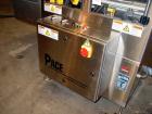 Used PE Master M Model MS12T77002S2E12 Head Pressure Sensitive Front and Back Rotary Labeler. Machine has clear label sensors and an Allen Bradley (AB) Panel View 600 control panel. Machine is equipp...
