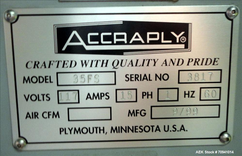 Used- Accraply Model 35FS Pressure Sensitive Labeler