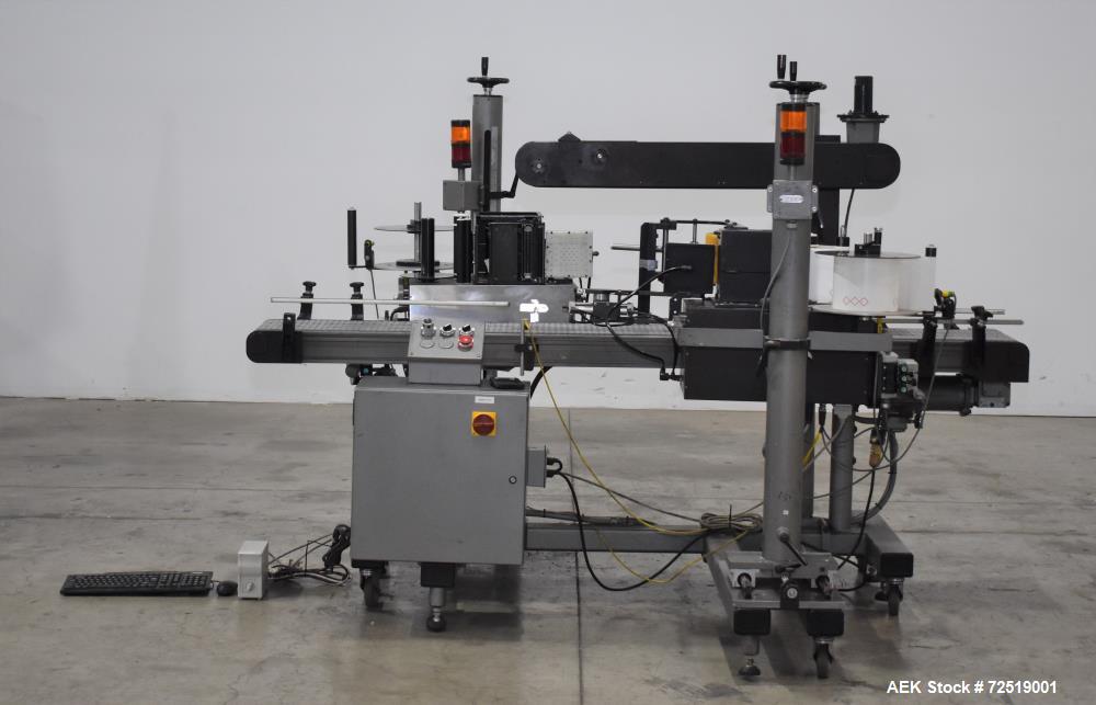 Used- CTM Front & Back Labeling System. Consists of (2) CTM Model 3600-PA printer applicator with Sato M-8460Se print engine...