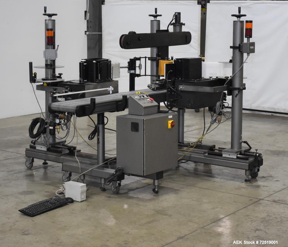 Used- CTM Front & Back Labeling System. Consists of (2) CTM Model 3600-PA printer applicator with Sato M-8460Se print engine...