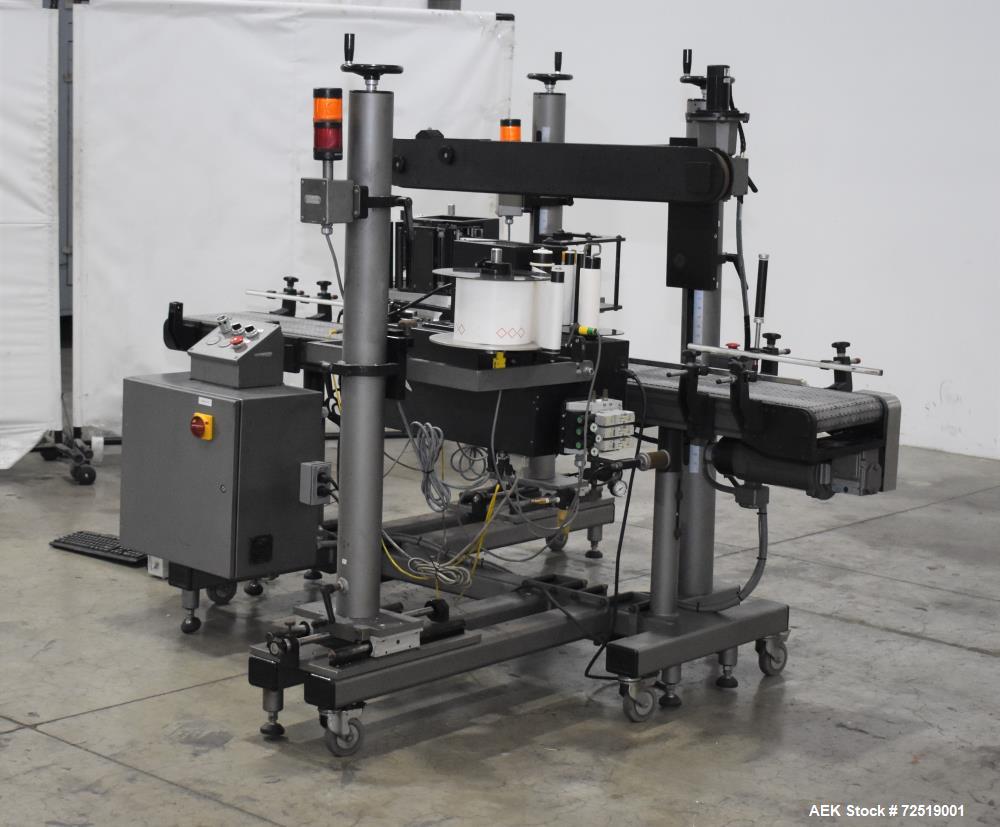 Used- CTM Front & Back Labeling System. Consists of (2) CTM Model 3600-PA printer applicator with Sato M-8460Se print engine...