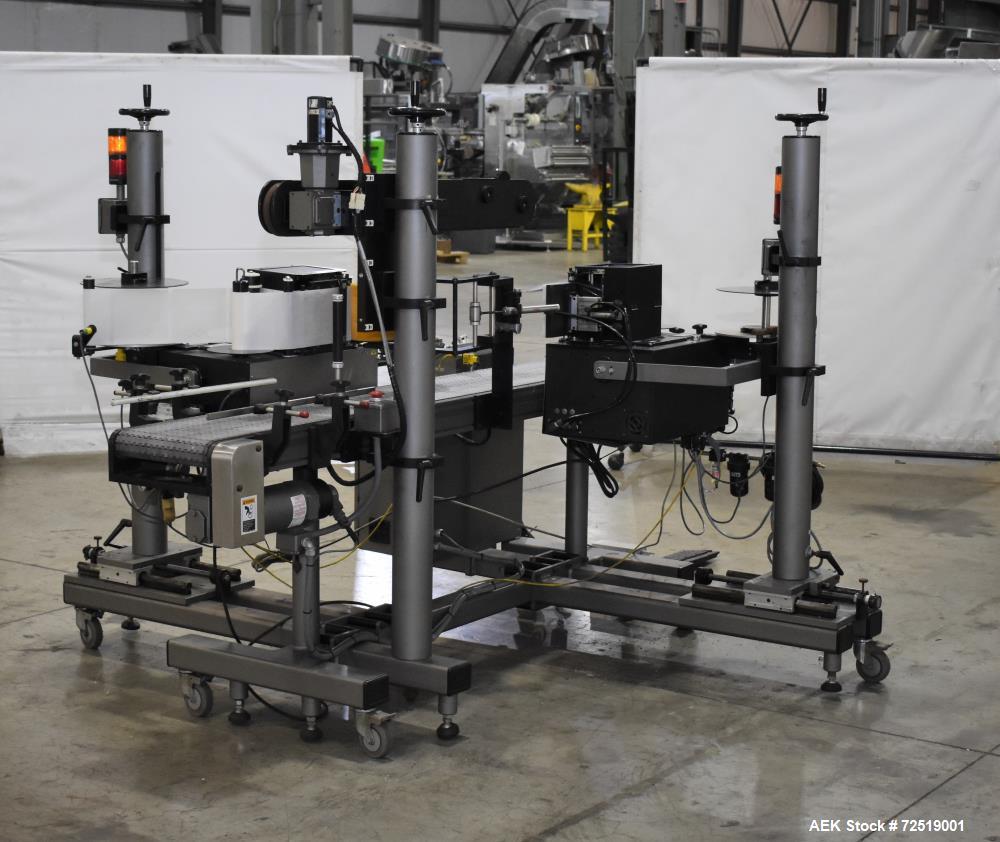 Used- CTM Front & Back Labeling System. Consists of (2) CTM Model 3600-PA printer applicator with Sato M-8460Se print engine...