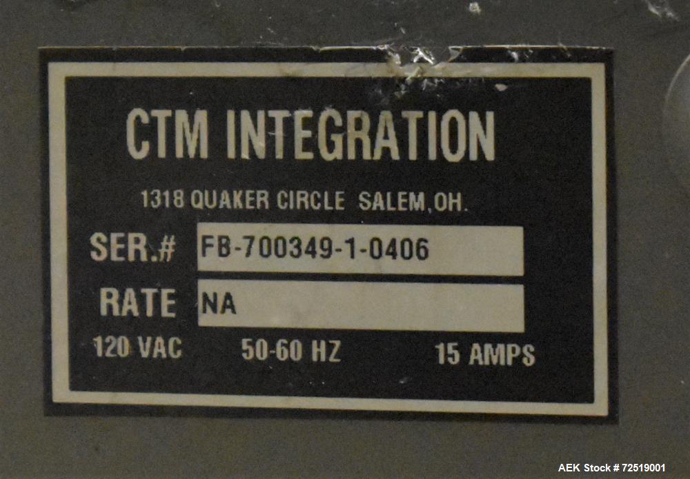 Gebrauchtes CTM-Etikettiersystem für die Vorder- und Rückseite. Besteht aus (2) CTM Modell 3600-PA Druckerapplikator mit Sat...