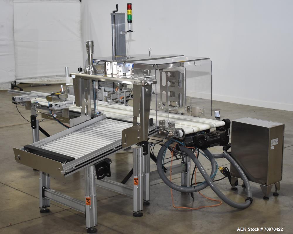Used Domino M-Series Print & Apply Labeler with Optel OP300-A Inspection System