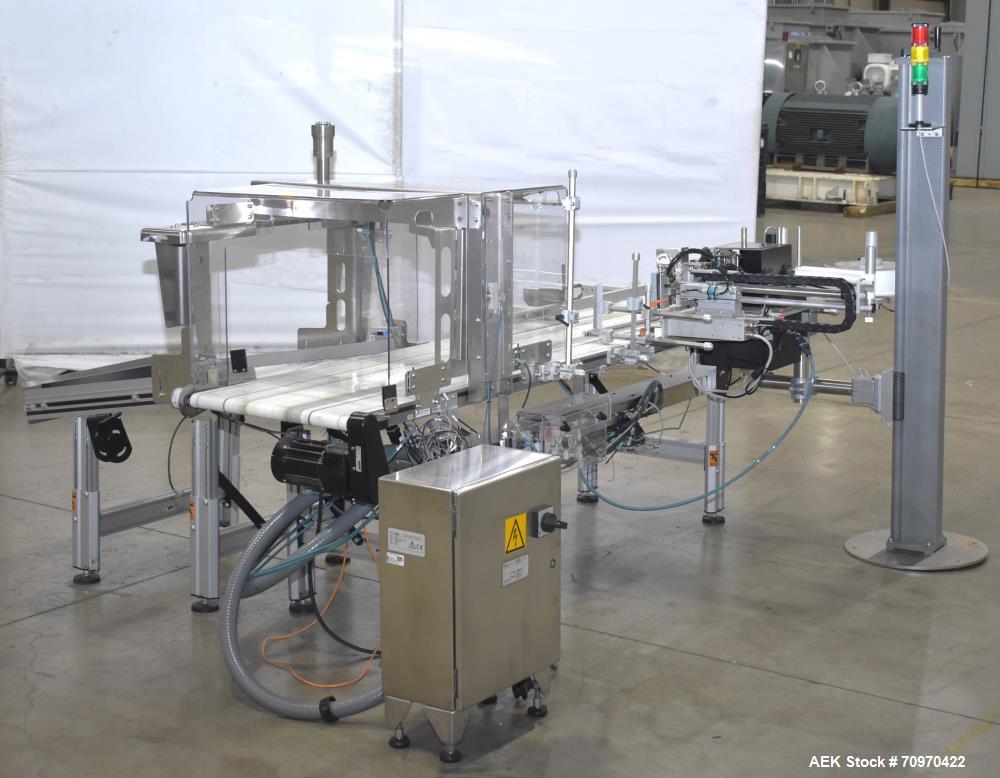 Used Domino M-Series Print & Apply Labeler with Optel OP300-A Inspection System