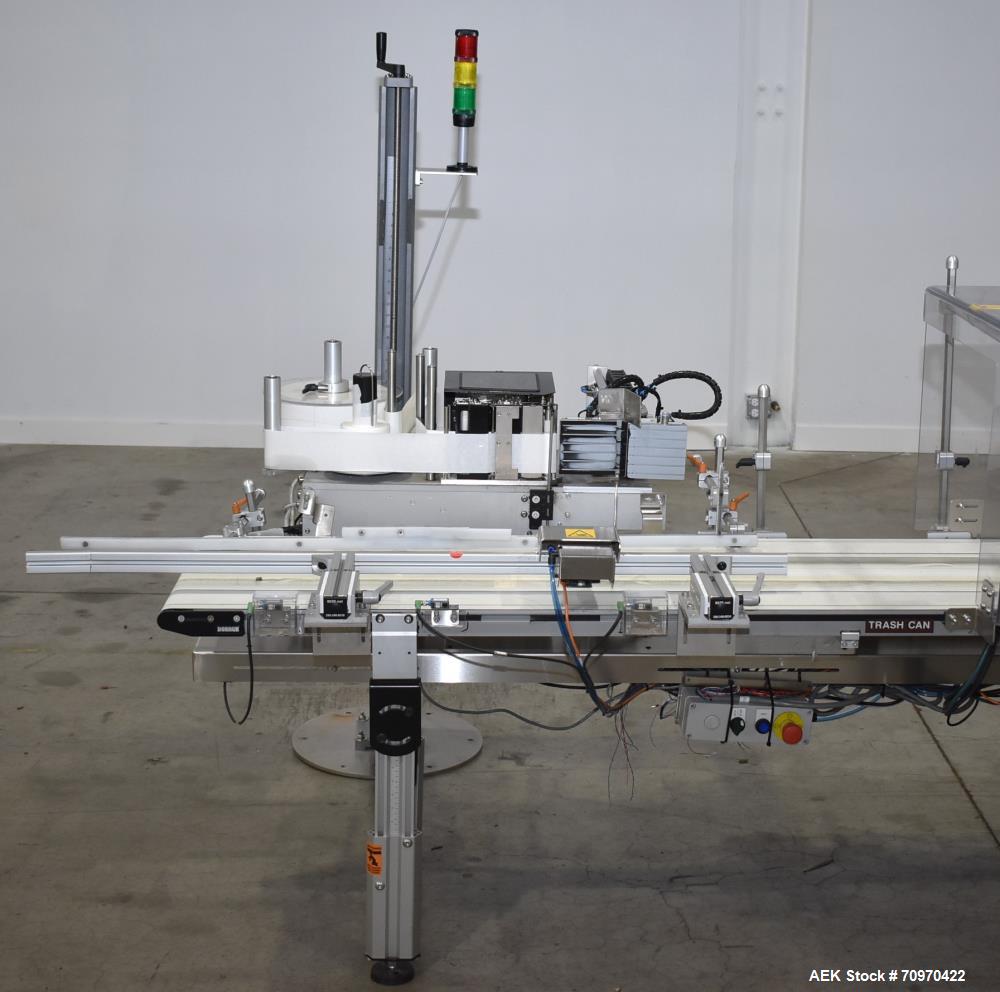 Used Domino M-Series Print & Apply Labeler with Optel OP300-A Inspection System