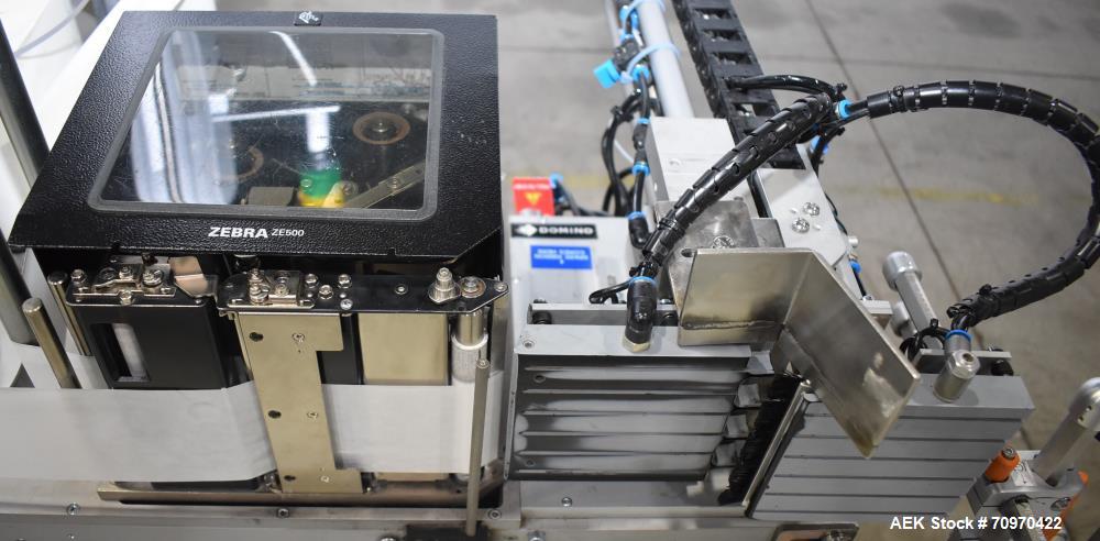 Used Domino M-Series Print & Apply Labeler with Optel OP300-A Inspection System