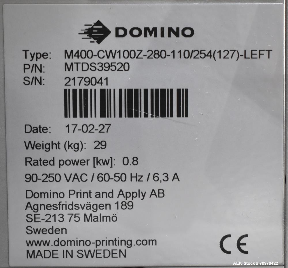 Used Domino M-Series Print & Apply Labeler with Optel OP300-A Inspection System