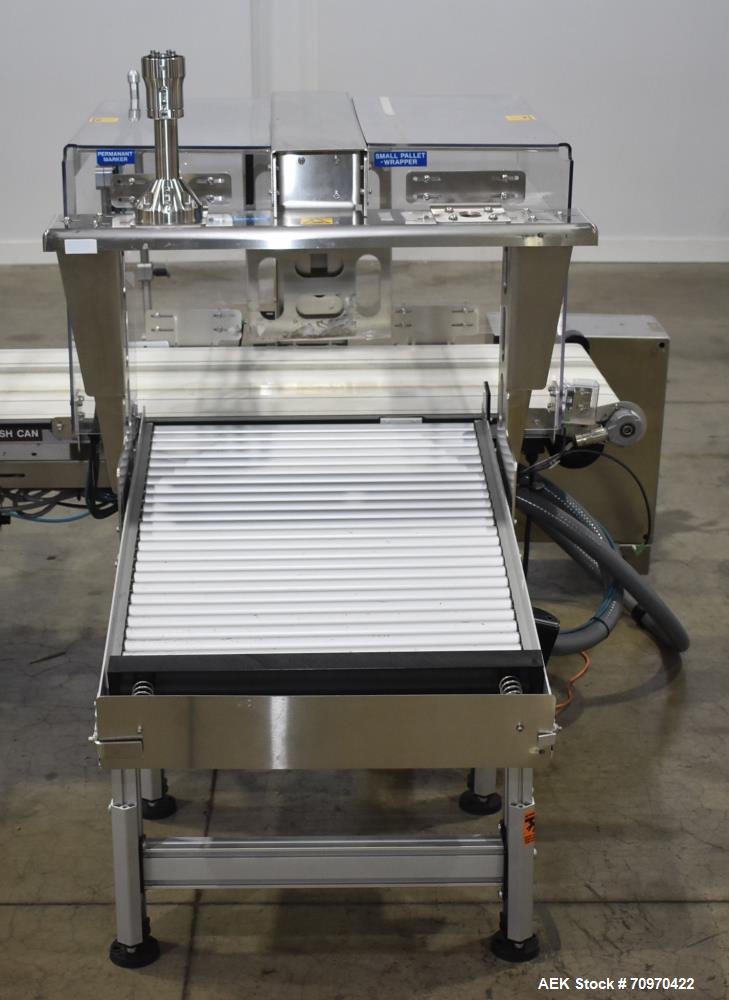 Used Domino M-Series Print & Apply Labeler with Optel OP300-A Inspection System