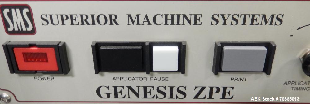 Used Superior Machine Systems (SMS) Model Genesis ZPE Pressure Sensitive Labeler