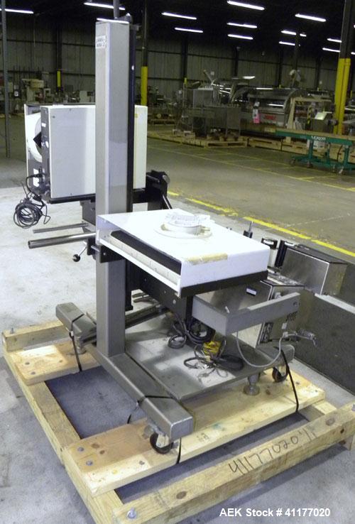 Used Label Aire 2111M/LH Print & Apply Labeler with Zebra print head. Model 2111 is a high speed air-blow labeling machine designed for very accurate label placement. The label is retained by vacuum ...