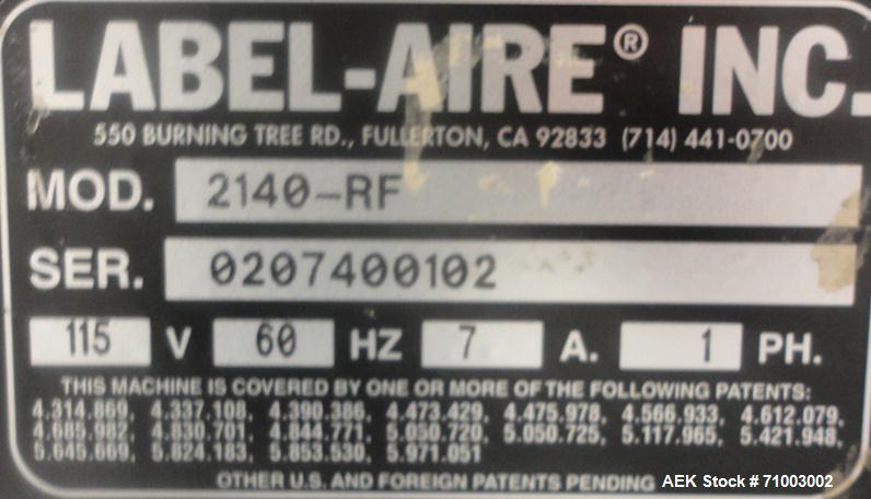 Used- Label-Aire Model 2140-RF Case Labeling System