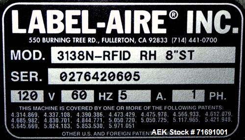 Used Label-Aire Model 3138N Print and Apply Case Labeling System