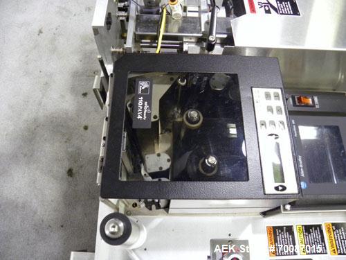 Used New Jersey Machine Print and Apply Labeler, Model 400R. Capable of 50 pieces per minute. Maximum label size 4" wide x 12" long, machine set up to do a corner wrap on a skid or box. This versatil...