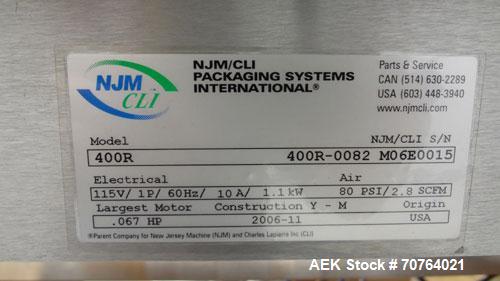 Used New Jersey Machine Print and Apply Labeler, Model 400R, capable of 50 pieces per minute. Maximum label size 4" wide x 12" long, machine set up to do a corner wrap on a skid or box. This versatil...