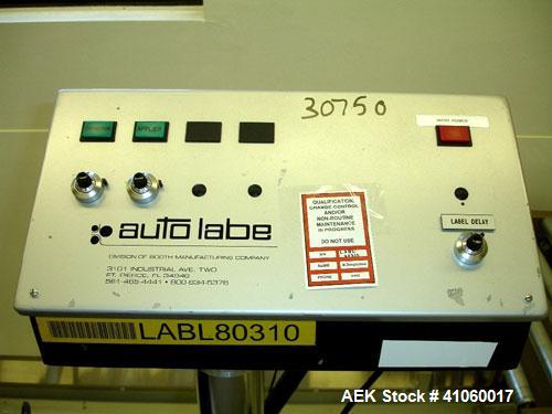 Used Auto Labe Pail Labeler, Model 844, with belt conveyor, serial #971092.